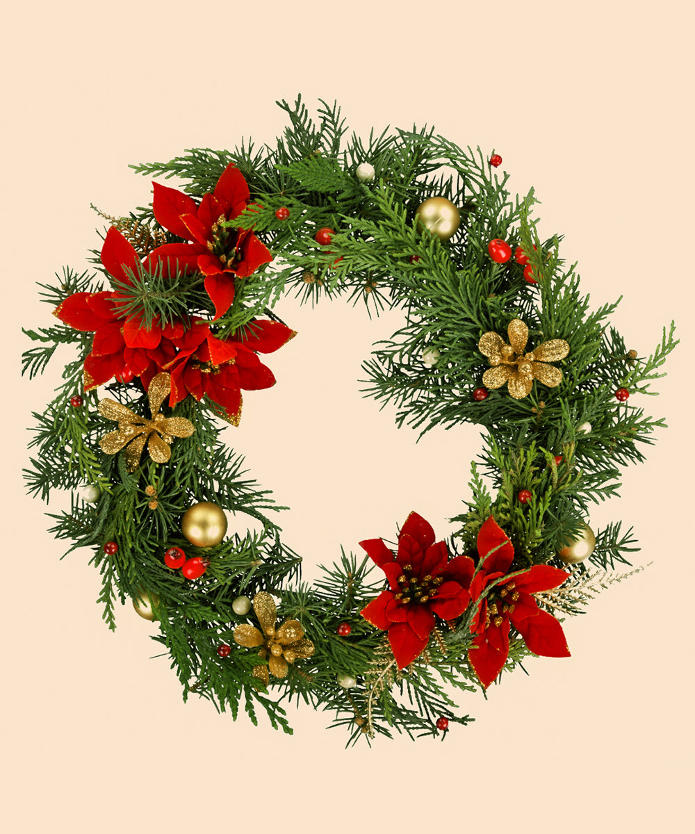 Fresh Poinsettia Wreath