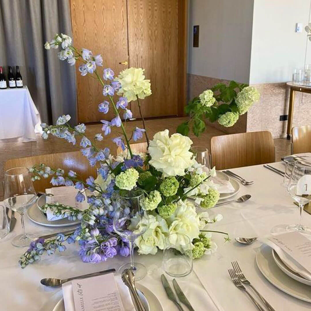 multi colored flowers used as a decoration in an office